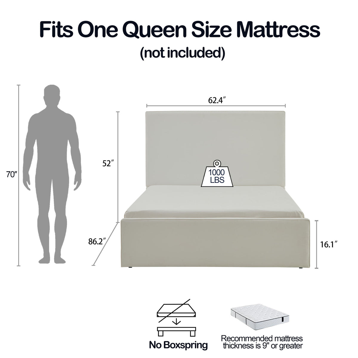 Lucas - Tall Headboard Upholstered Bed