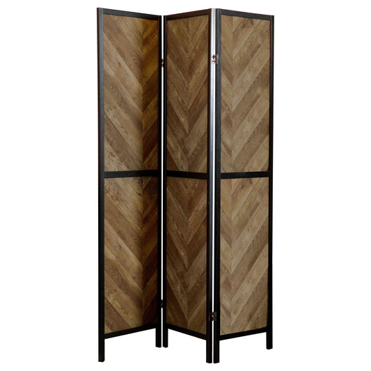 Herringbone - 3 Panel Screen - Brown