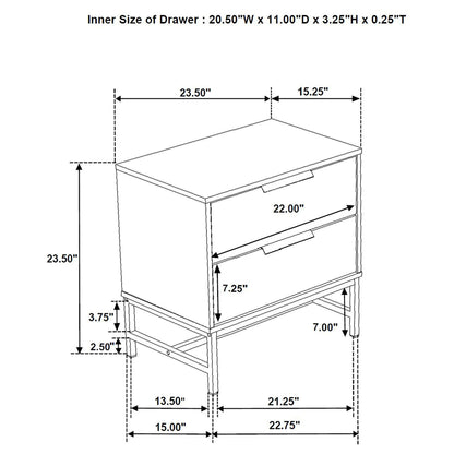 Yountville - 2 Drawer Nightstand - White