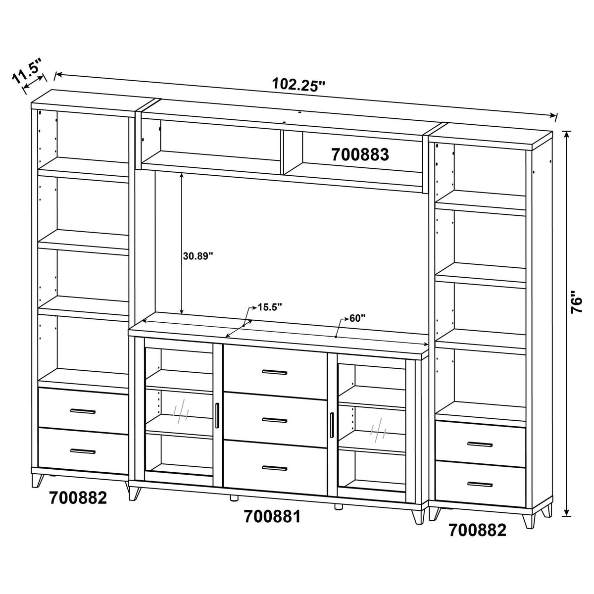 Barnaby - 4 Piece Rectangular Entertainment Center - Cappuccino