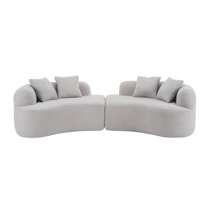 Curved 4 Seater Sofa For Small Spaces - Gray