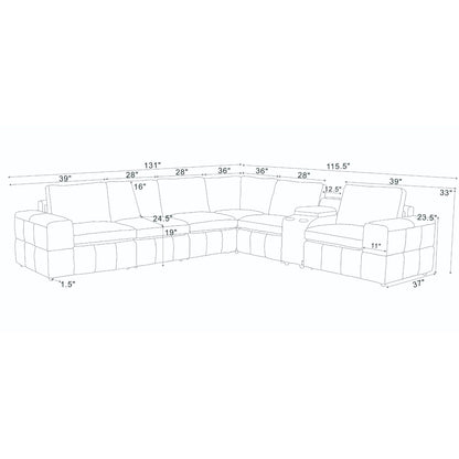 Modular Sectional With Large Square Arms