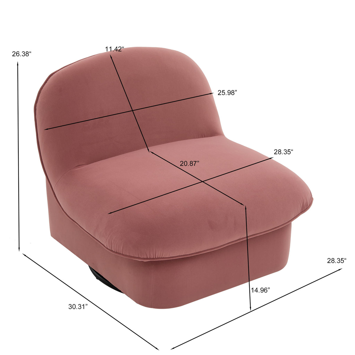 Pumpkin Shaped Swivel Accent Chair, 360 Degree Rotation For Living Room