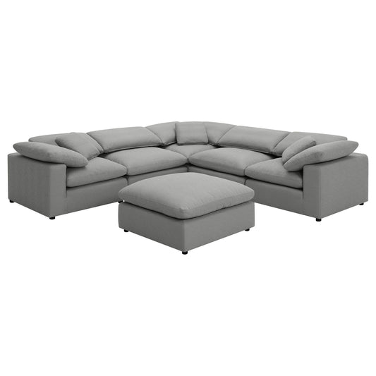 Segoura - 6 Piece Upholstered Modular Sectional With Ottoman - Gray