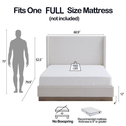 Hosford - Minimalist Upholstered Wingback Bed