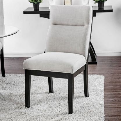 2 Tone Chairs With Tapered Legs (Set of 2) - Beige / Black / Black