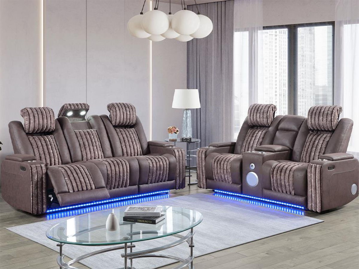 Global U8000 - Power Reclining Console Loveseat - Brown