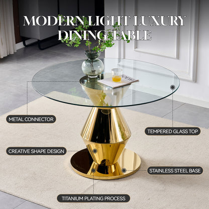 Round Dining Table - Gold