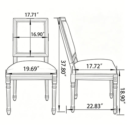 Dining Chairs With Upholstered Square Back (Set of 2)