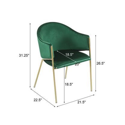 Modern Upholstered Dining Chair With Gold Metal Frame - Emerald / Gold