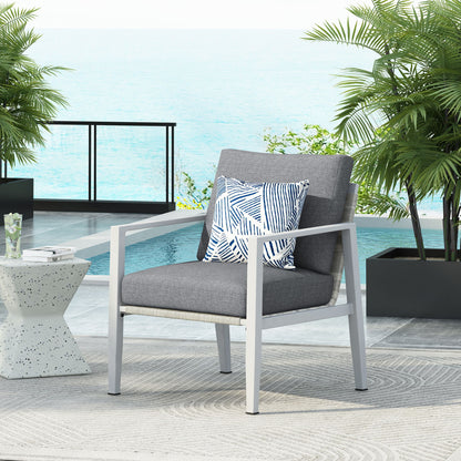 Modern Lounge Chair With Rope Accents And Cushions