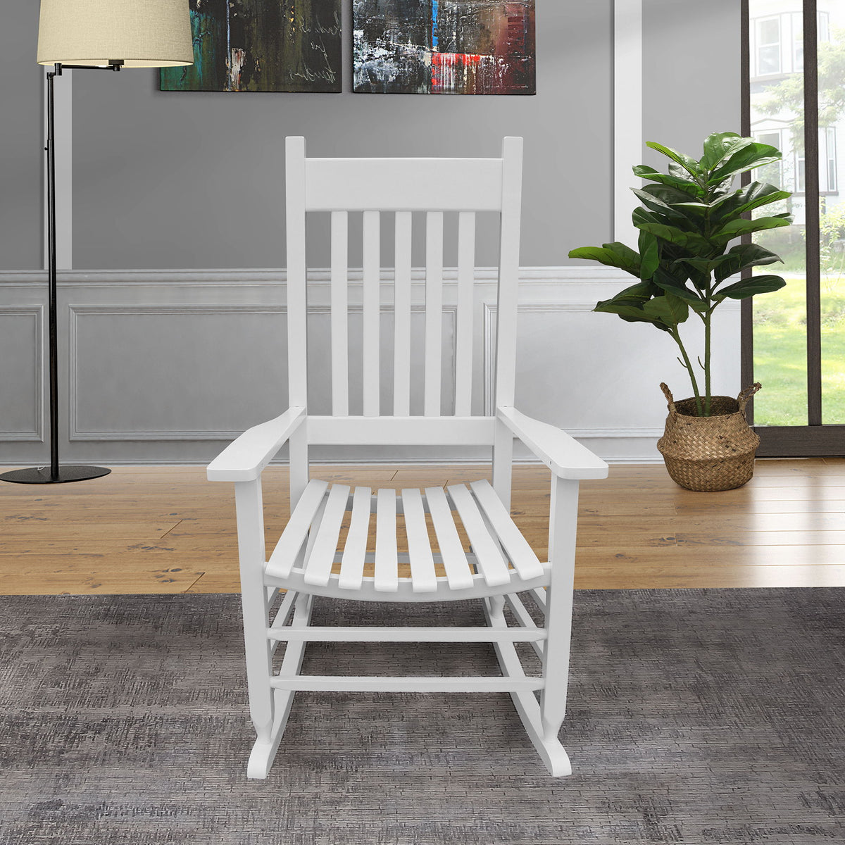 Classic Wooden Porch Rocker Chair Populus Wood Comfortable Design