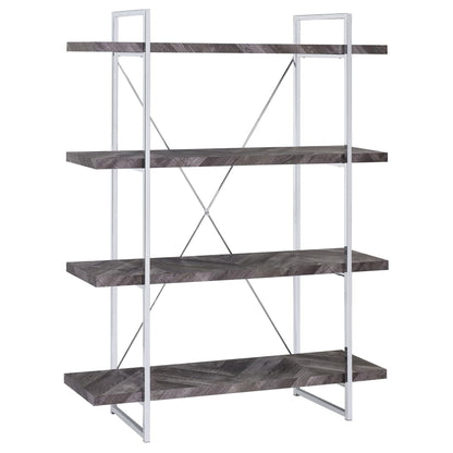 Herringbone - Bookcase With Full Length Shelf - Gray