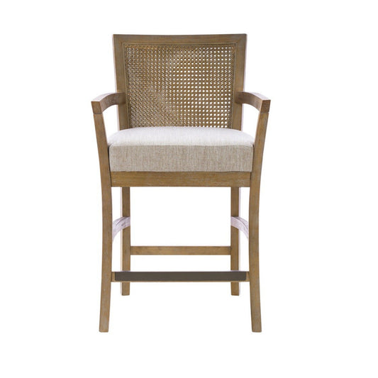 Counter Stool With Upholstered Seat - Cream / Reclaimed Natural