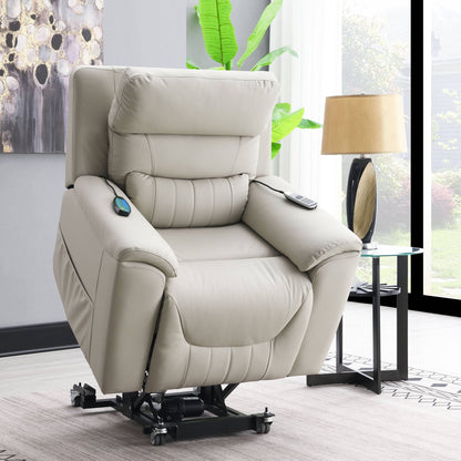 Marsha - Power Recliner With Lift & Massage - Light Gray