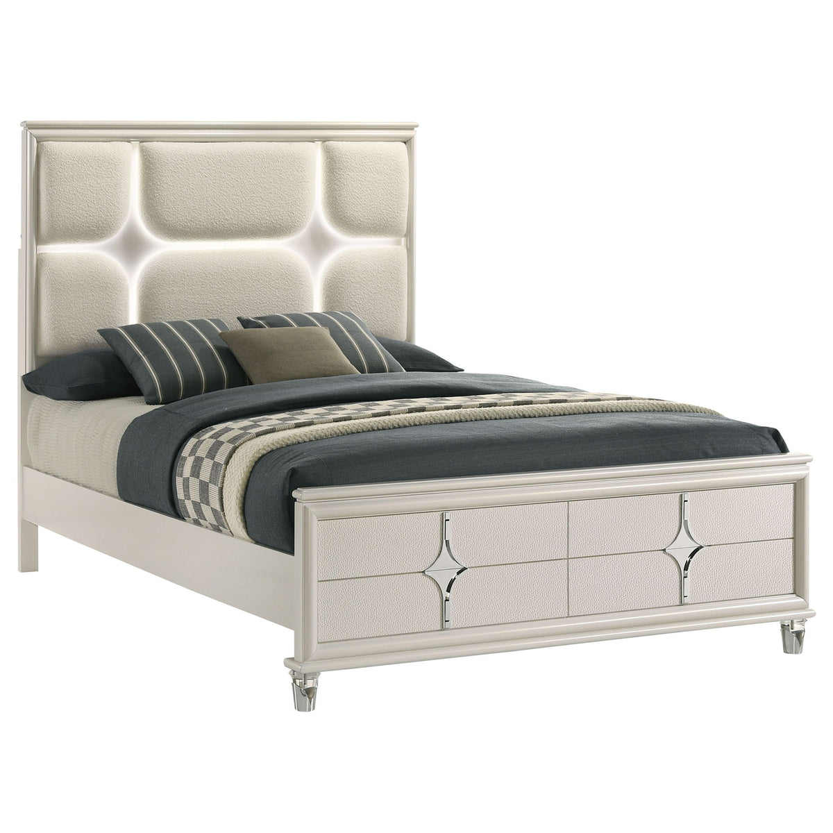 Gwendolyn - Queen Panel Bed With LED Headboard - White