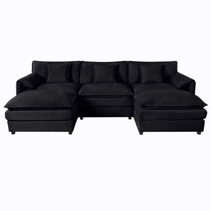 Modern Comfy Deep Seat Modular Sectional Sofa Cloud Couch With Ottoman