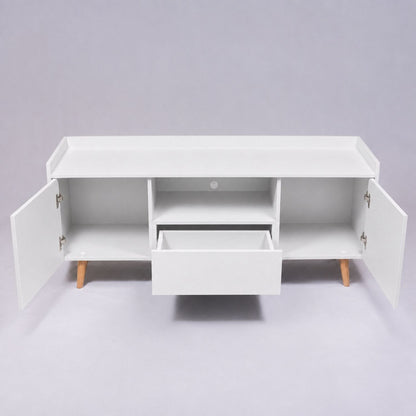 TV Stand For TVs Up To 60" With Open Storage Shelf, 2 Doors, 1 Drawer And Cable Management