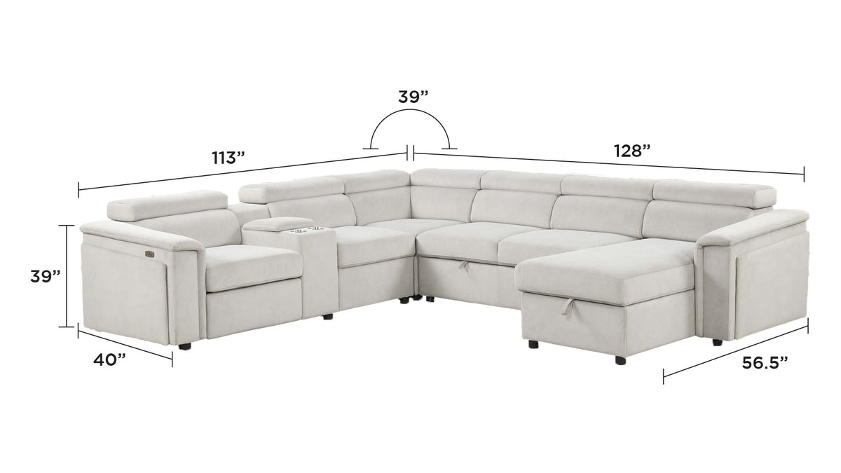 Harvey - Power Recliner Sectional Sleeper - Beige