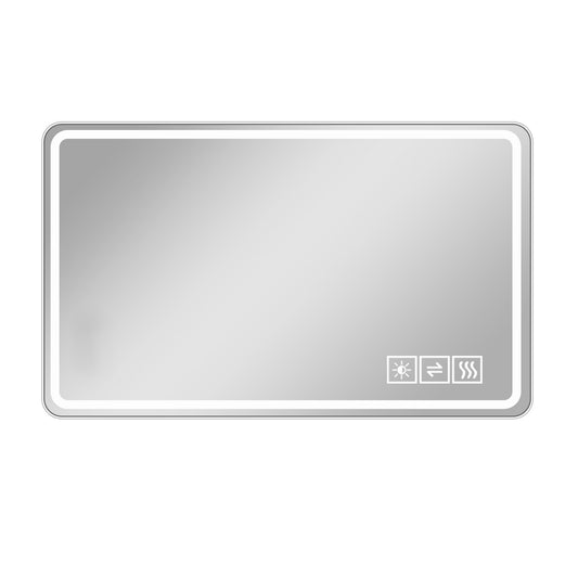 LED Bathroom Mirror Vanity Mirrors With Front Lights Wall Mounted Anti-Fog Frameless Make Up Mirror With Light Copper Free Silver Mirror Horizontal Or Vertical - Silver