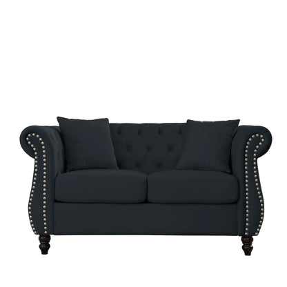 Chesterfield Sofa With Rolled Arms And Nailhead Trim