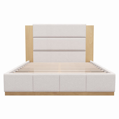 Modern Upholstered Platform Bed With Extended Headboard
