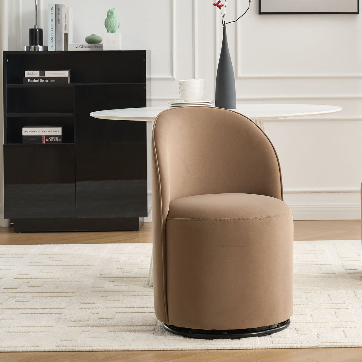 360 Degree Swivel Armless Dining Barrel Chair