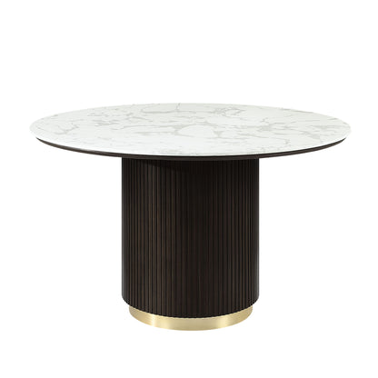 Clayten - Around Dining Table - Marble / Espresso