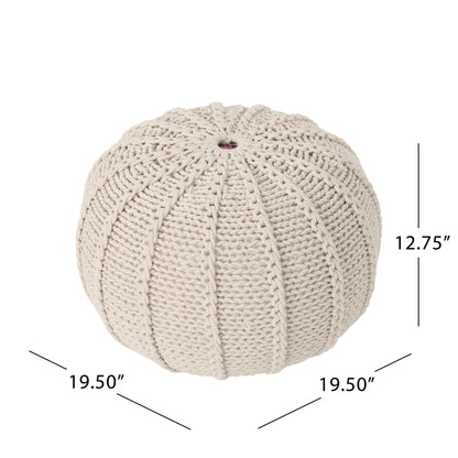Bordeaux - Knitted Round Pouf Ottoman And Floor Cushion