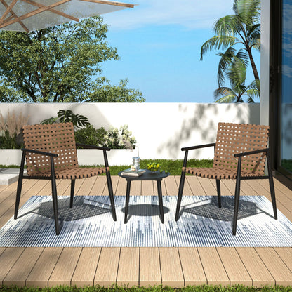 Outdoor Chat Set, 2 Chairs & Side Table - Black / Brown