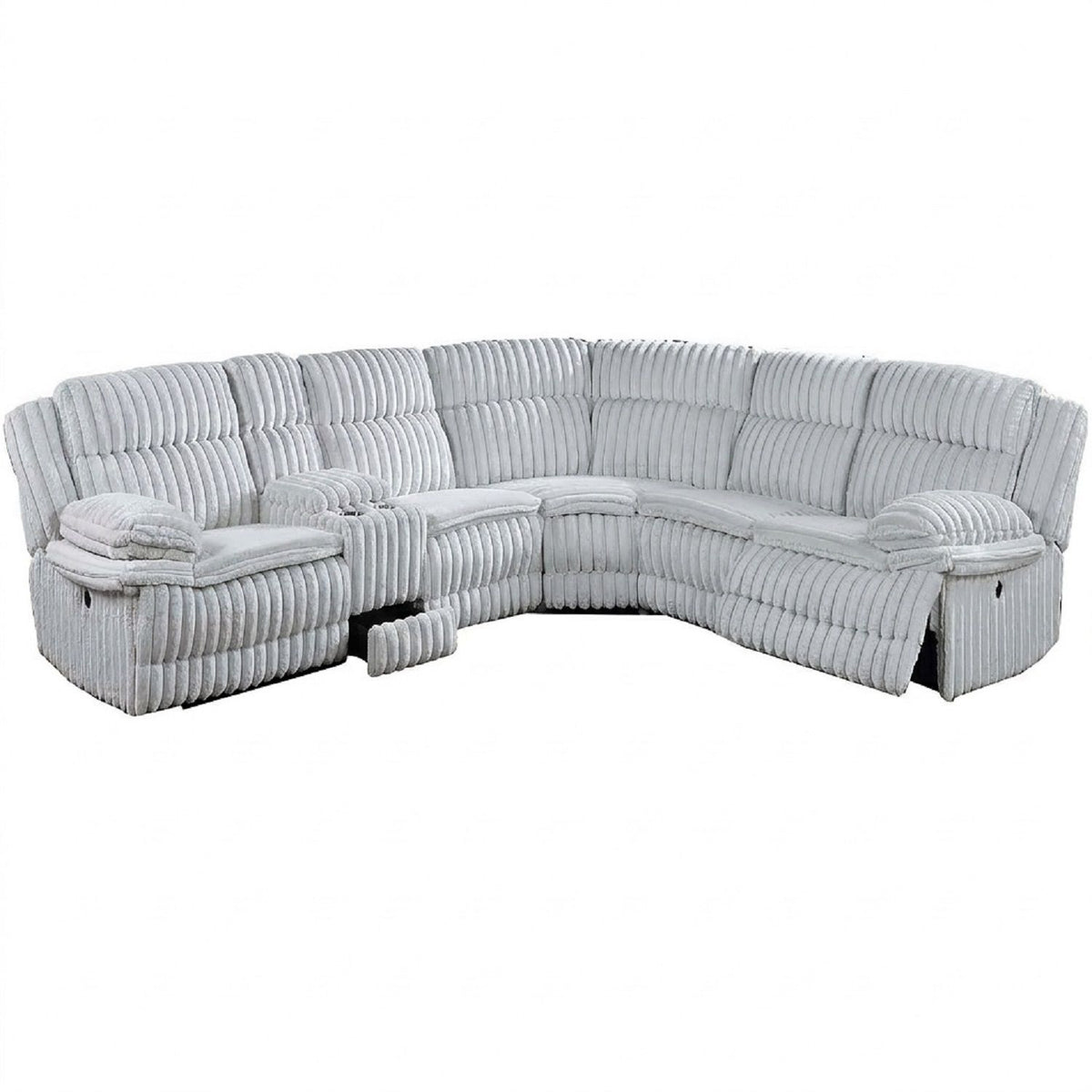 U-Shaped Sectional Sofa With Console Cup Holder, Storage Drawer, Manual Reclining