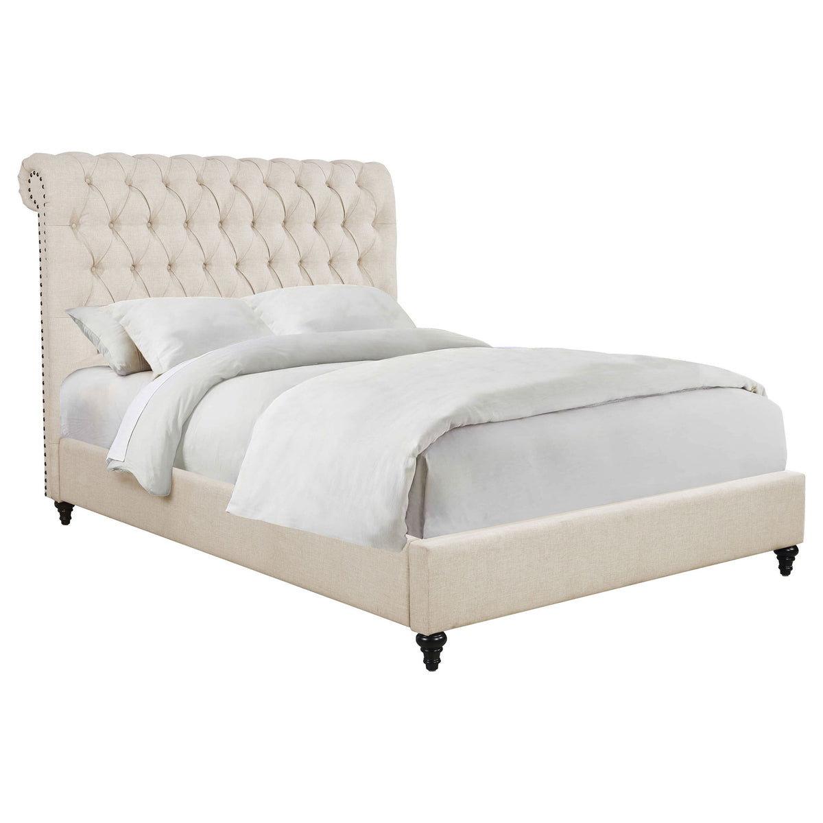 Clemence - Tufted Upholstered Bed With Rolled Back Design