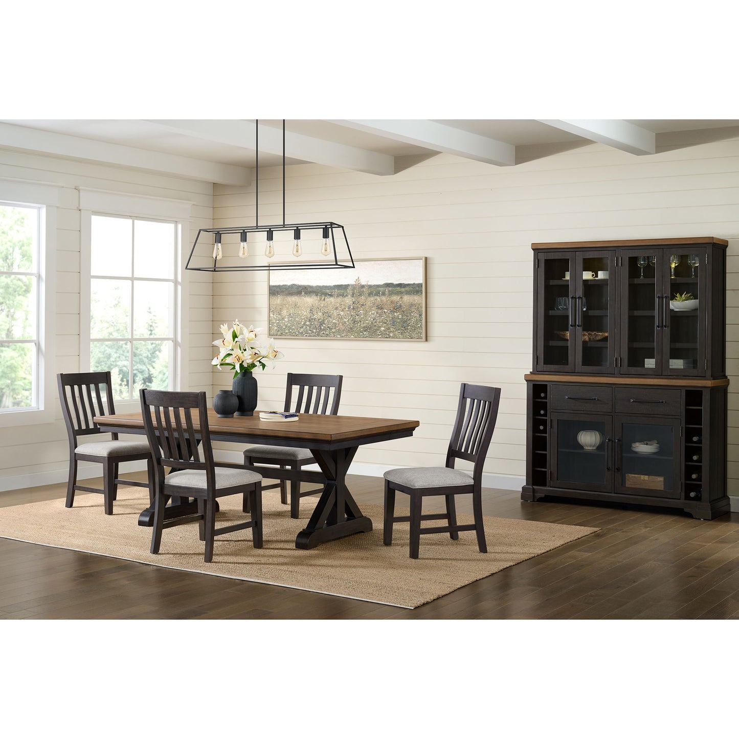 Montrose - Fabric Dining Side Chair (Set of 2) - Espresso / Light Gray