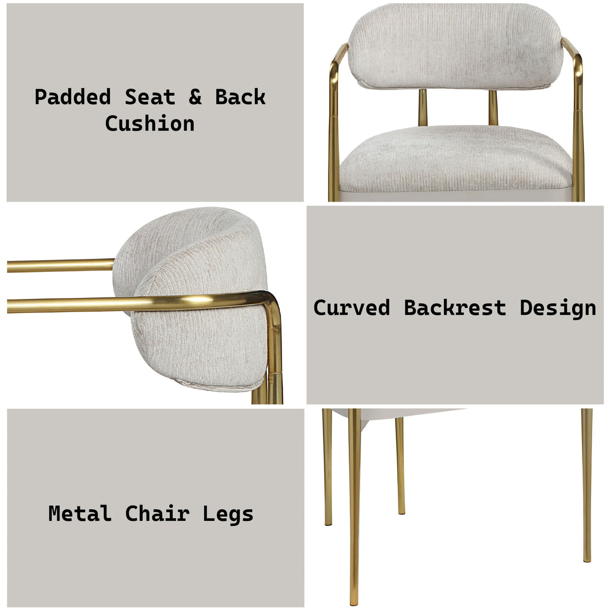 Zayn - Arm Chair (Set of 2) - Beige / Gold