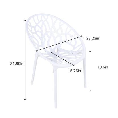 Dining Chair, Transparent Shell Design For Home (Set of 4) - White