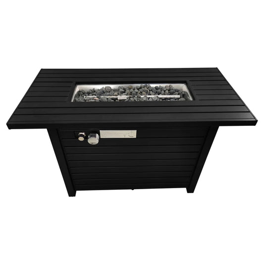 Outdoor Fire Pit Table With Lid Durable Construction - Black