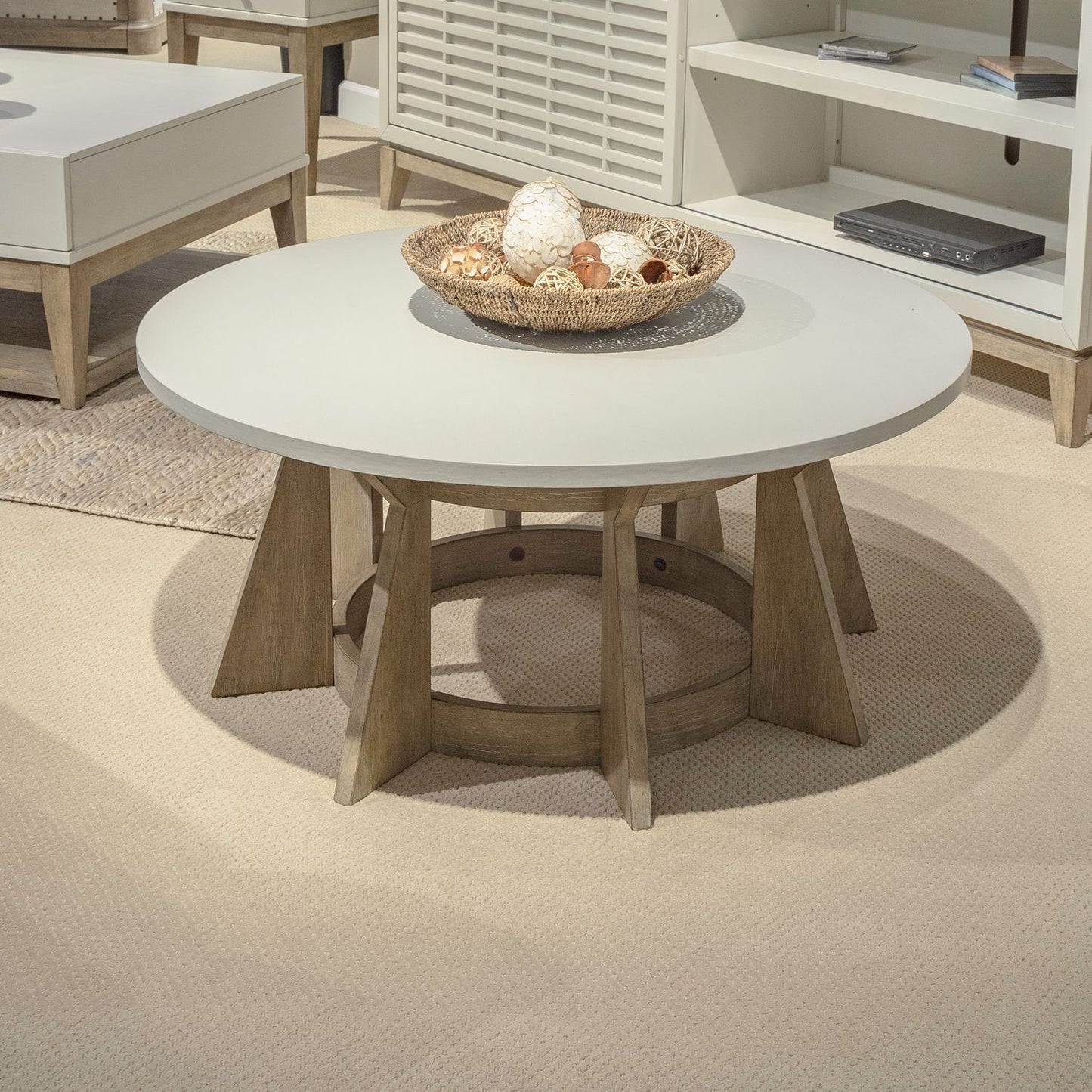 Berkley Square - Round Cocktail Table - Linen & Khaki