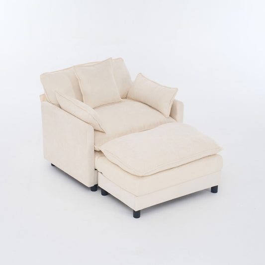 Accent Chair With Ottoman - Beige