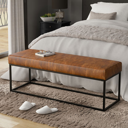 Candice - Ottoman Bench - Tan / Black
