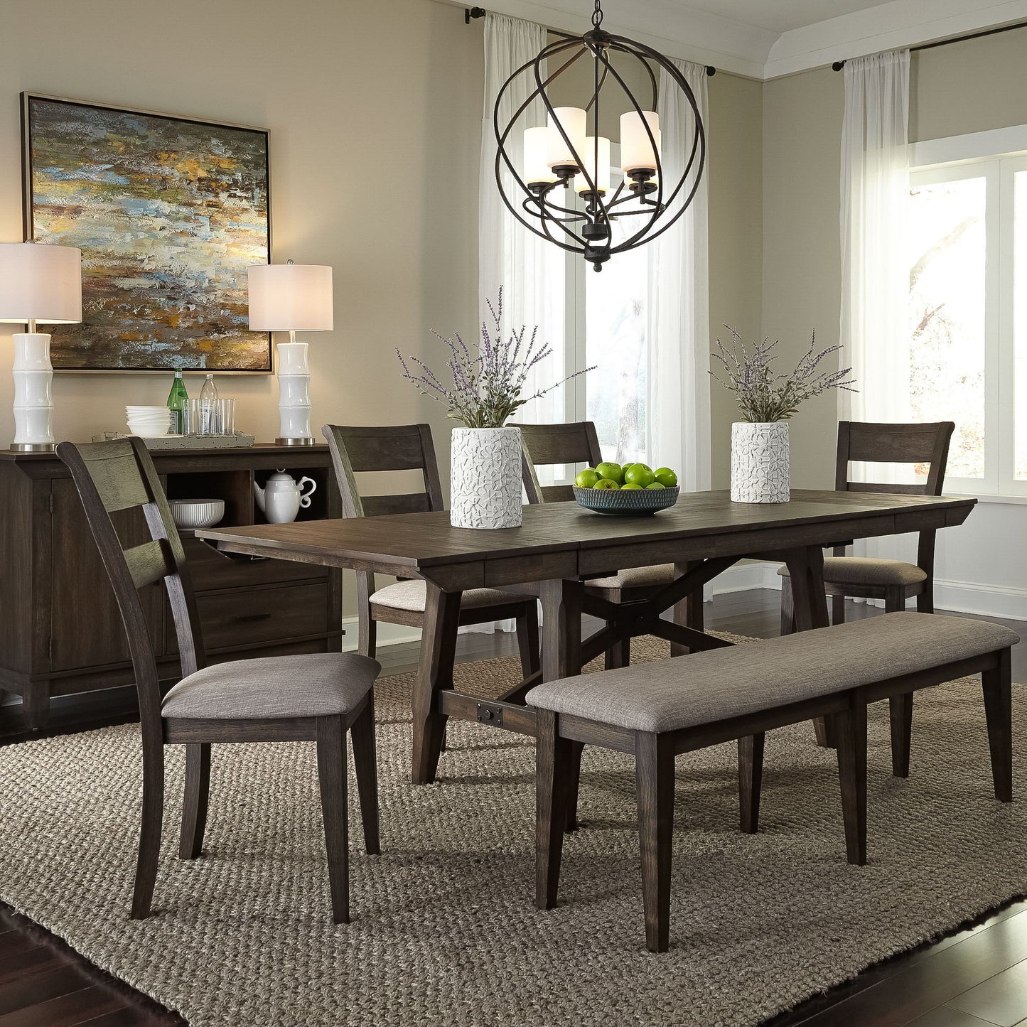 Double Bridge - Trestle Table - Dark Chestnut