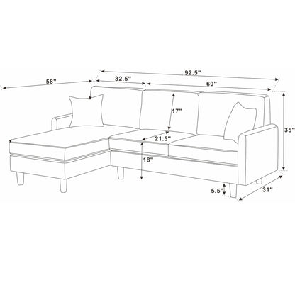 Upholstered Sectional With Toss Pillows