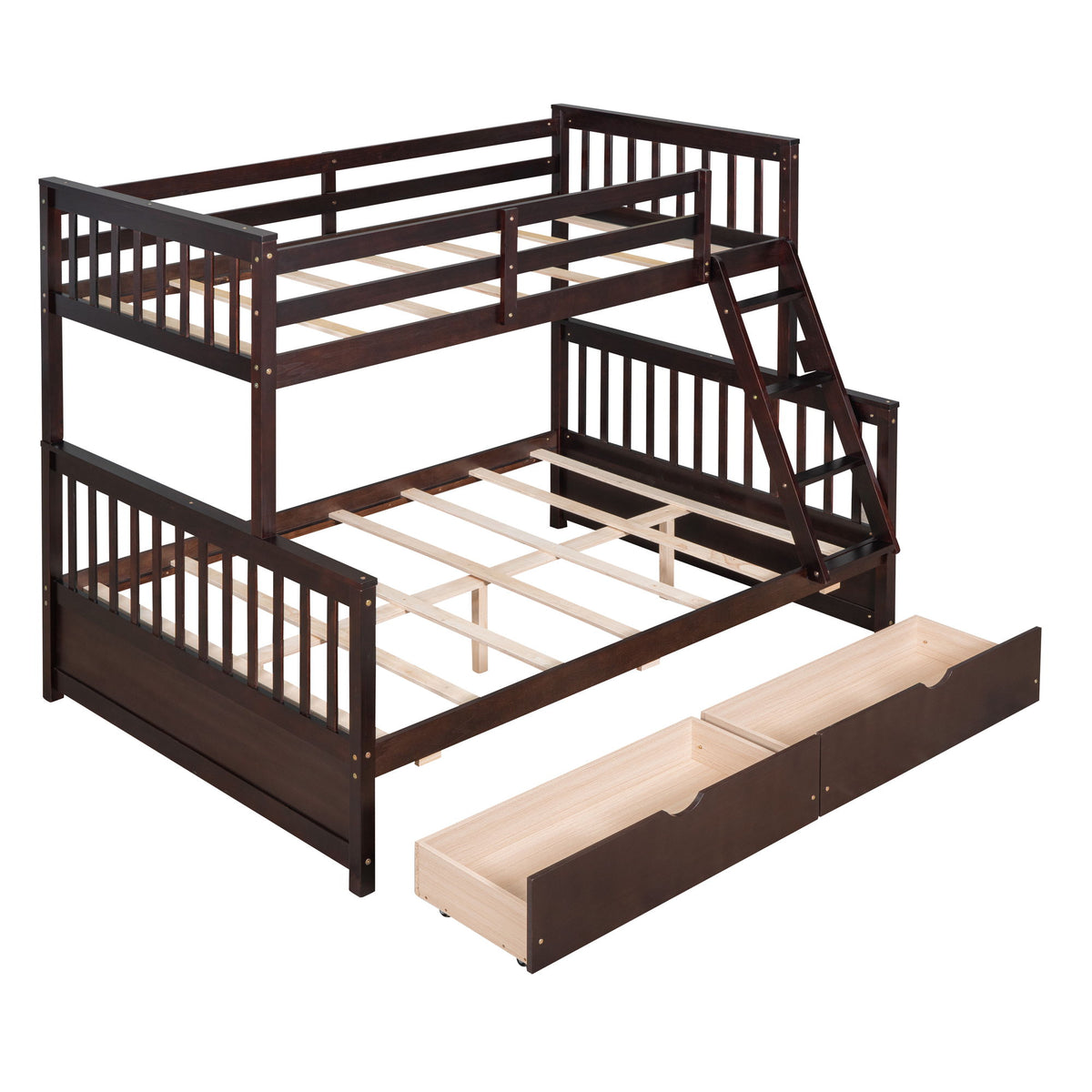 Bunk Bed With Ladders And 2 Storage Drawers