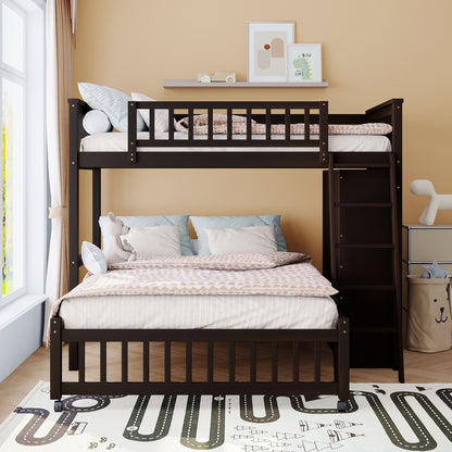 Bunk Bed With 6 Drawers And Flexible Shelves, Bottom Bed With Wheels