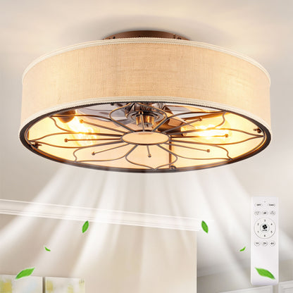 Lotus Bladeless Ceiling Fan With Remote Control For Living Room - Matte Black