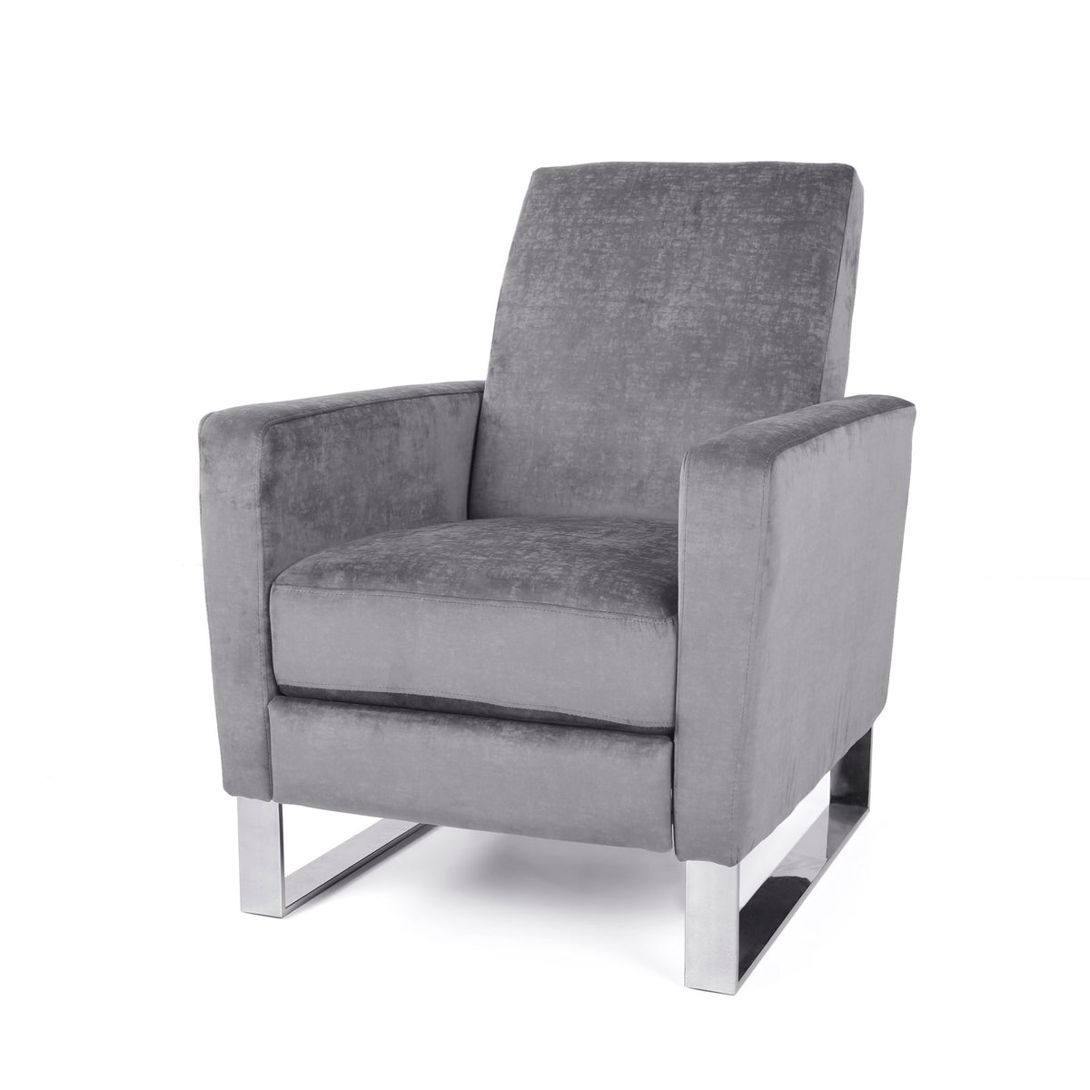 Bolt - Upholstered Recliner Chair With Stainless Steel Base - Gray