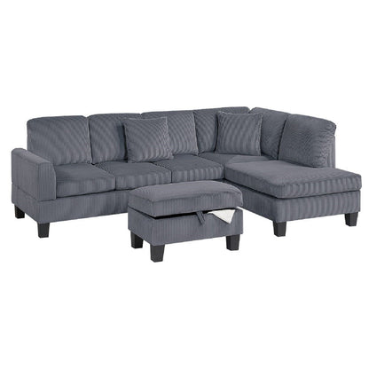 Sectional Sofa With Storage Ottoman And Pillows