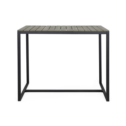 Ernesto - Outdoor Industrial Acacia Wood Bar Table With Metal Frame - Gray / Black
