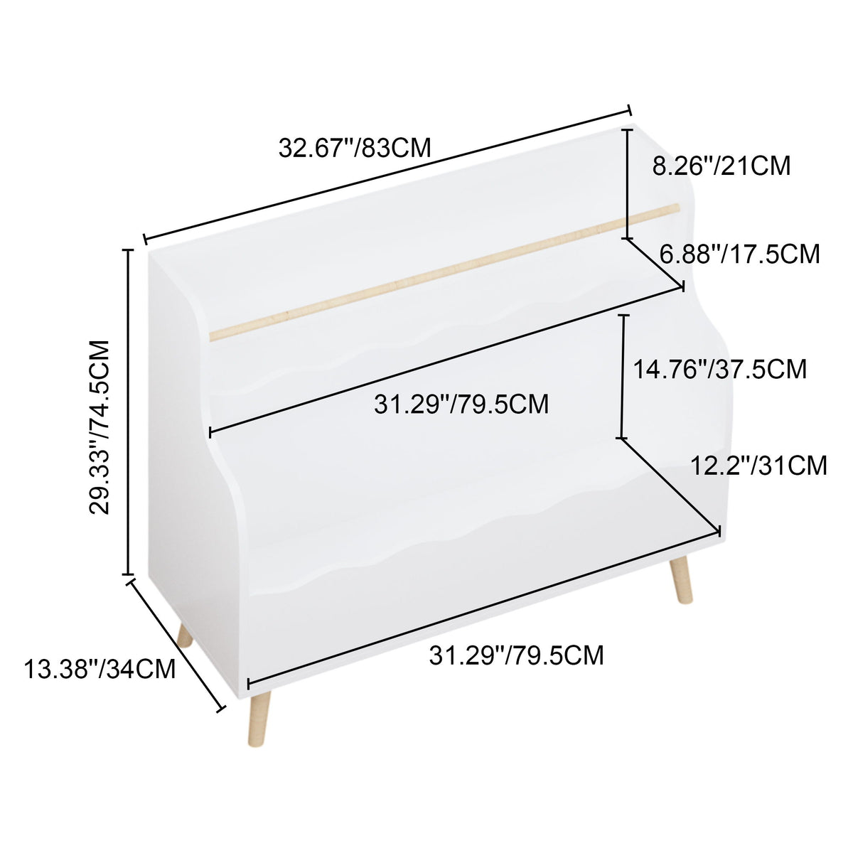 Kids Bookcase, Children Book Organizer Toy Storage Cabinet - White