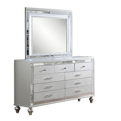 1 Piece Dresser With Snake Skin Bedroom Furniture - Silver