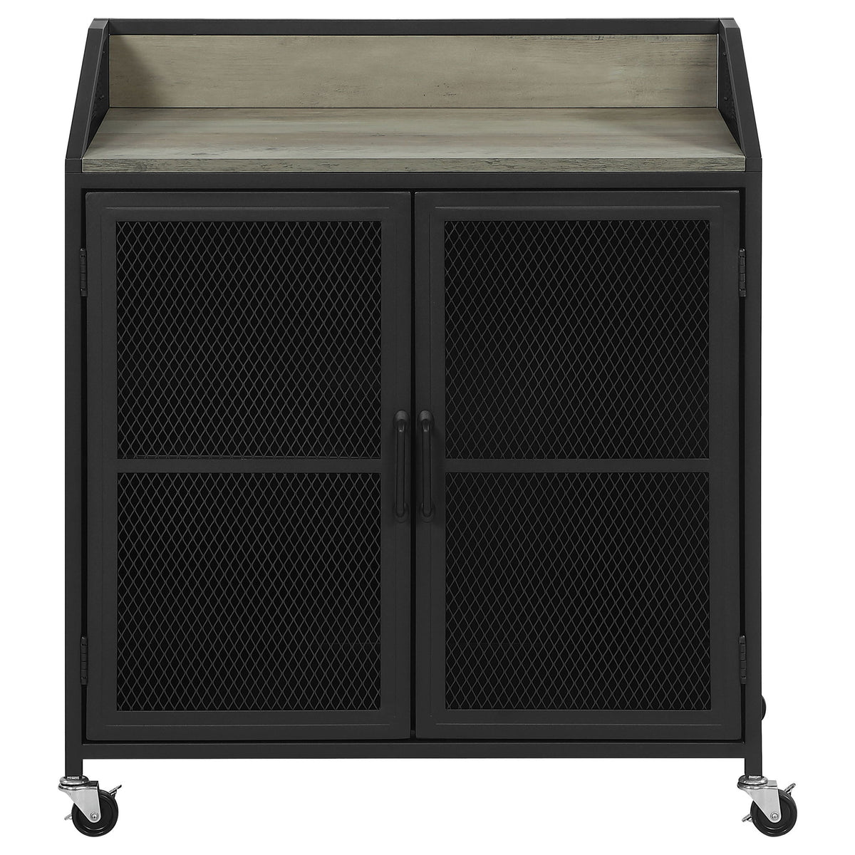 Arlette - 2 Door Mobile Home Bar Wine Cabinet With Smooth Rolling Casters - Black